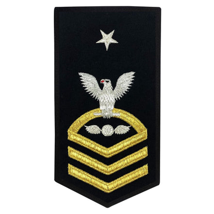 Navy E8 FEMALE Rating Badge: AE Aviation Electricians Mate - seaworthy gold on blue - Hooyah Woodworks LLC