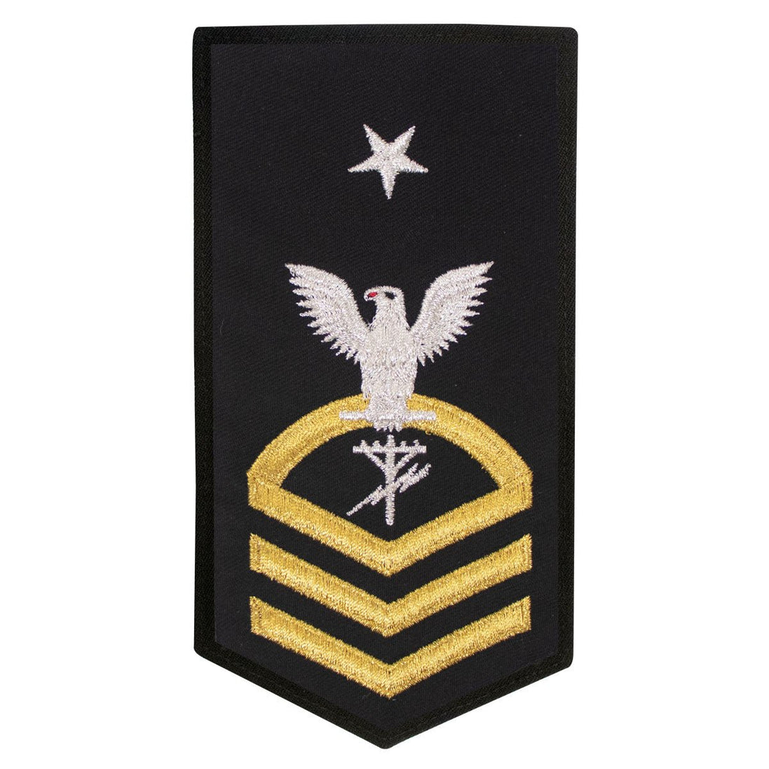 Navy E8 FEMALE Rating Badge: CE Construction Electrician - seaworthy gold on blue - Hooyah Woodworks LLC