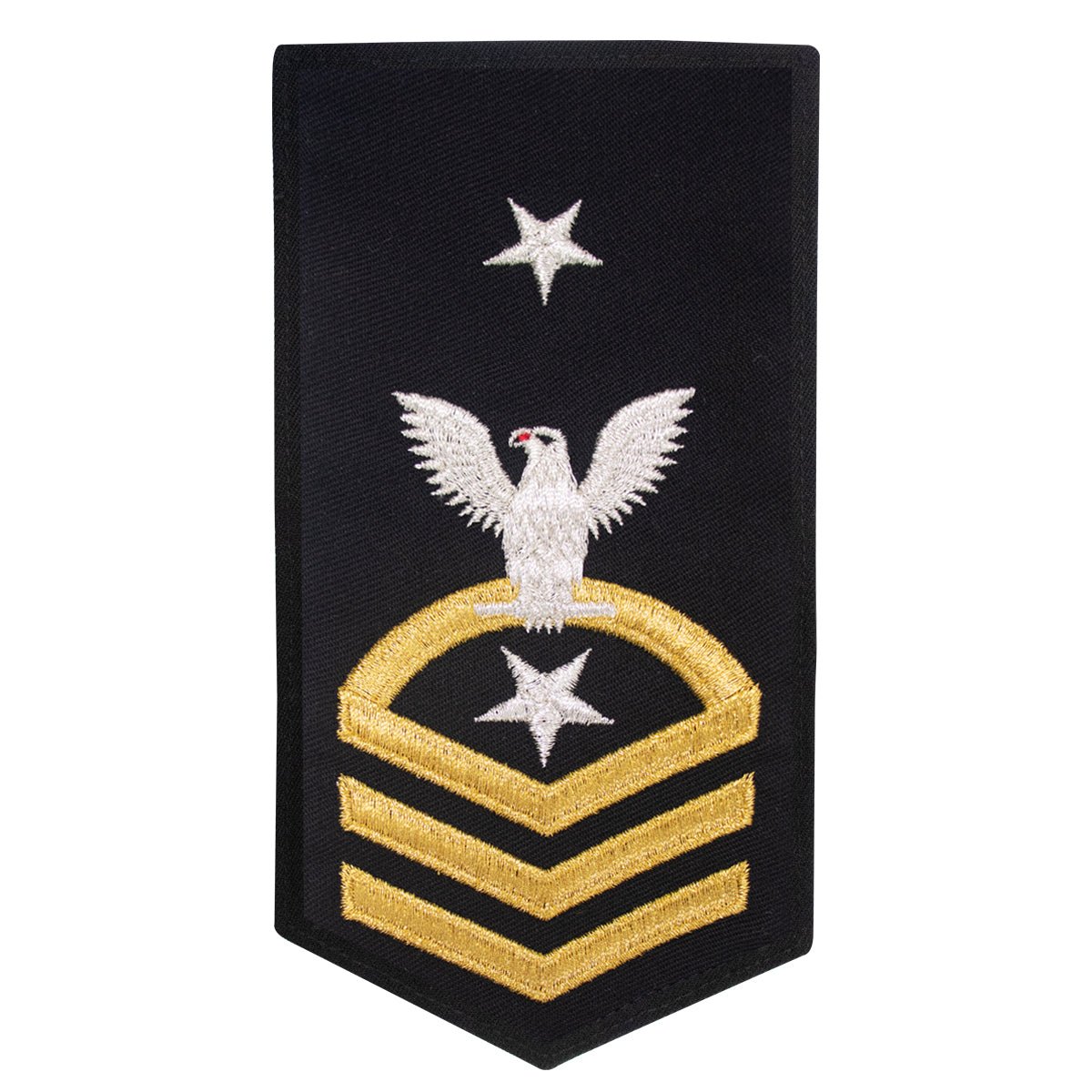 Navy E8 FEMALE Rating Badge: CSC Command Senior Chief - seaworthy gold on blue - Hooyah Woodworks LLC