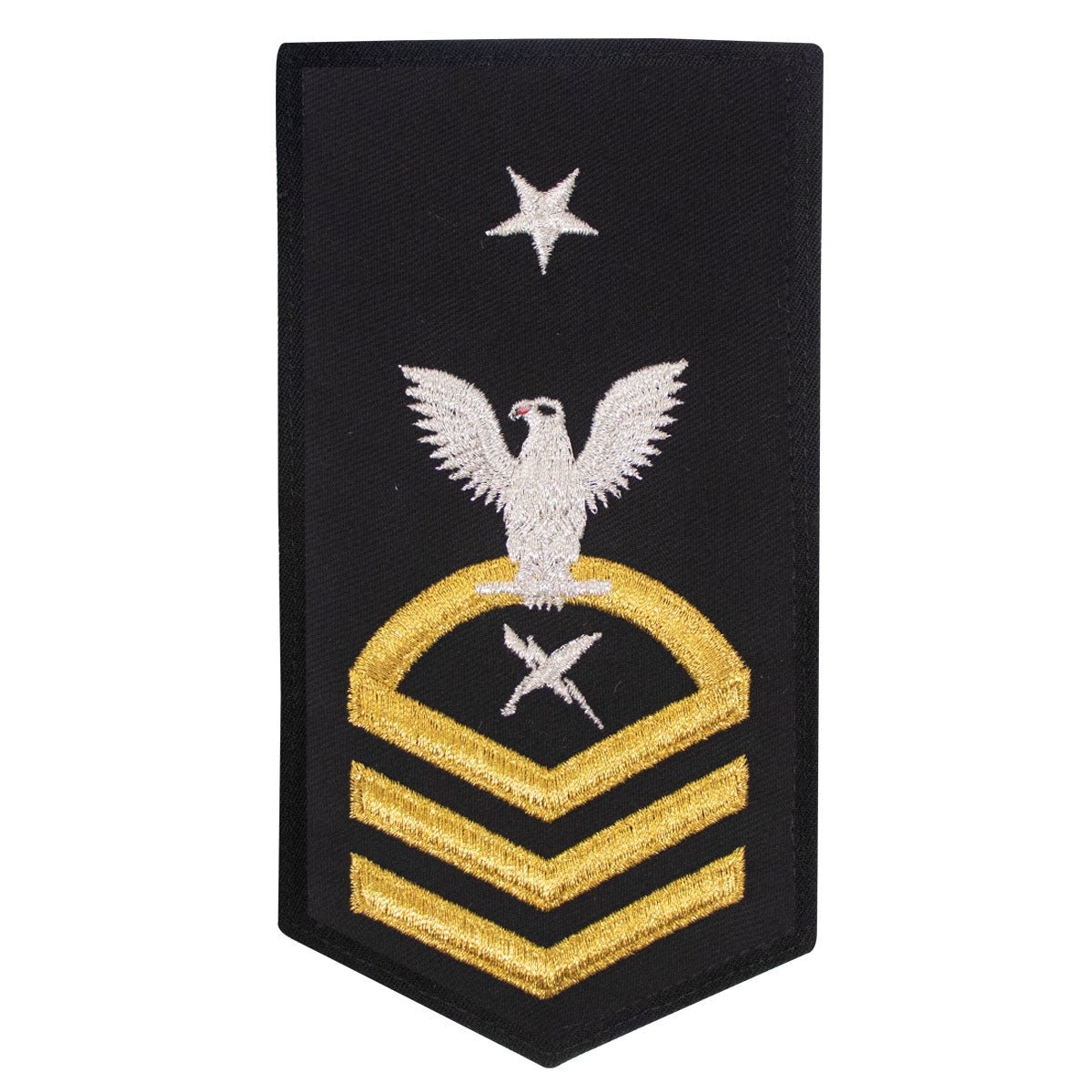 Navy E8 FEMALE Rating Badge: CT Cryptologic Technician - seaworthy gold on blue - Hooyah Woodworks LLC