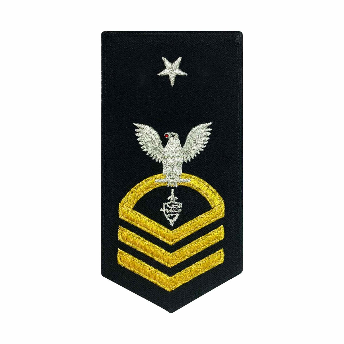 Navy E8 FEMALE Rating Badge: CWT Cyber Warfare Technician - seaworthy gold on blue - Hooyah Woodworks LLC