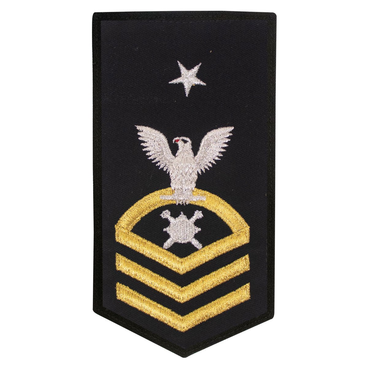 Navy E8 FEMALE Rating Badge: EOD Explosive Ordnance Disposal Technician - seaworthy gold on blue - Hooyah Woodworks LLC