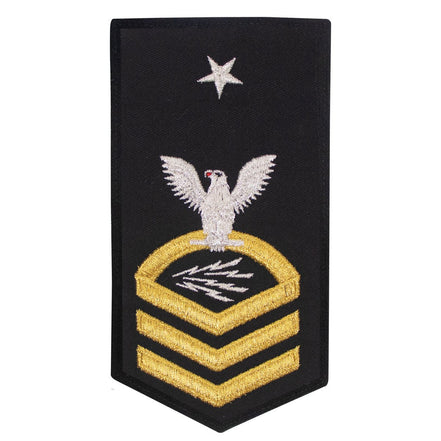 Navy E8 FEMALE Rating Badge: IT INFORMATION SYSTEMS TECH - seaworthy gold on blue - Hooyah Woodworks LLC