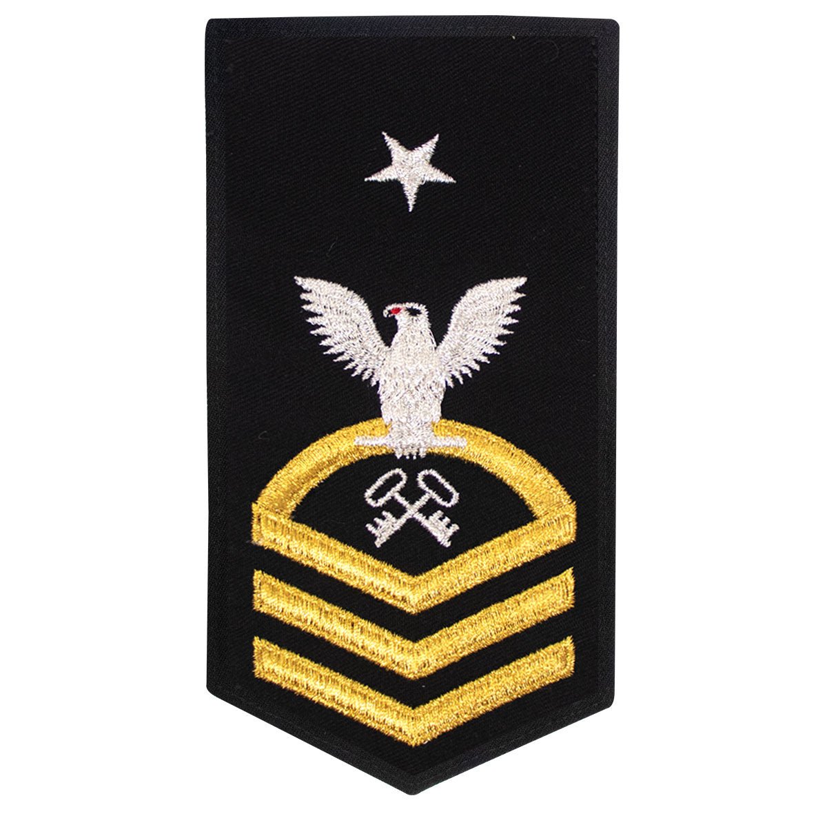 Navy E8 FEMALE Rating Badge: LS Logistics Specialist - seaworthy gold on blue - Hooyah Woodworks LLC