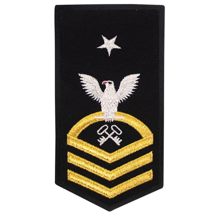 Navy E8 FEMALE Rating Badge: LS Logistics Specialist - seaworthy gold on blue - Hooyah Woodworks LLC