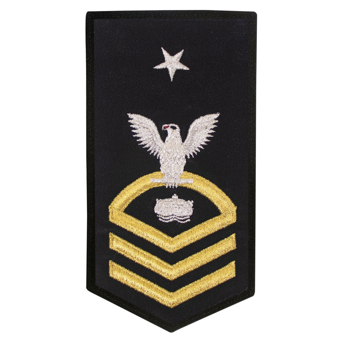 Navy E8 FEMALE Rating Badge: MN Mineman - seaworthy gold on blue - Hooyah Woodworks LLC
