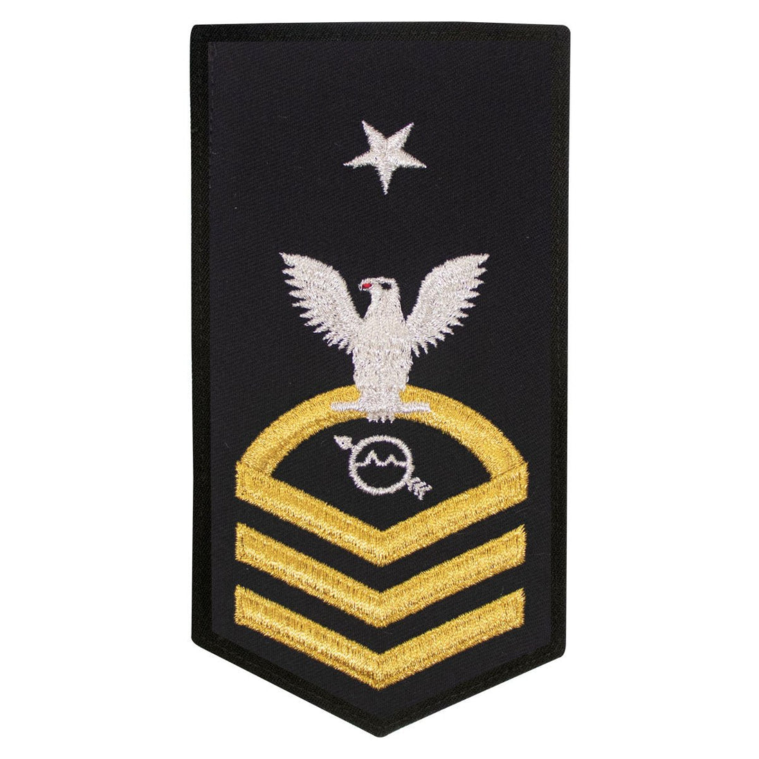 Navy E8 FEMALE Rating Badge: OS Operations Specialist - seaworthy gold on blue - Hooyah Woodworks LLC