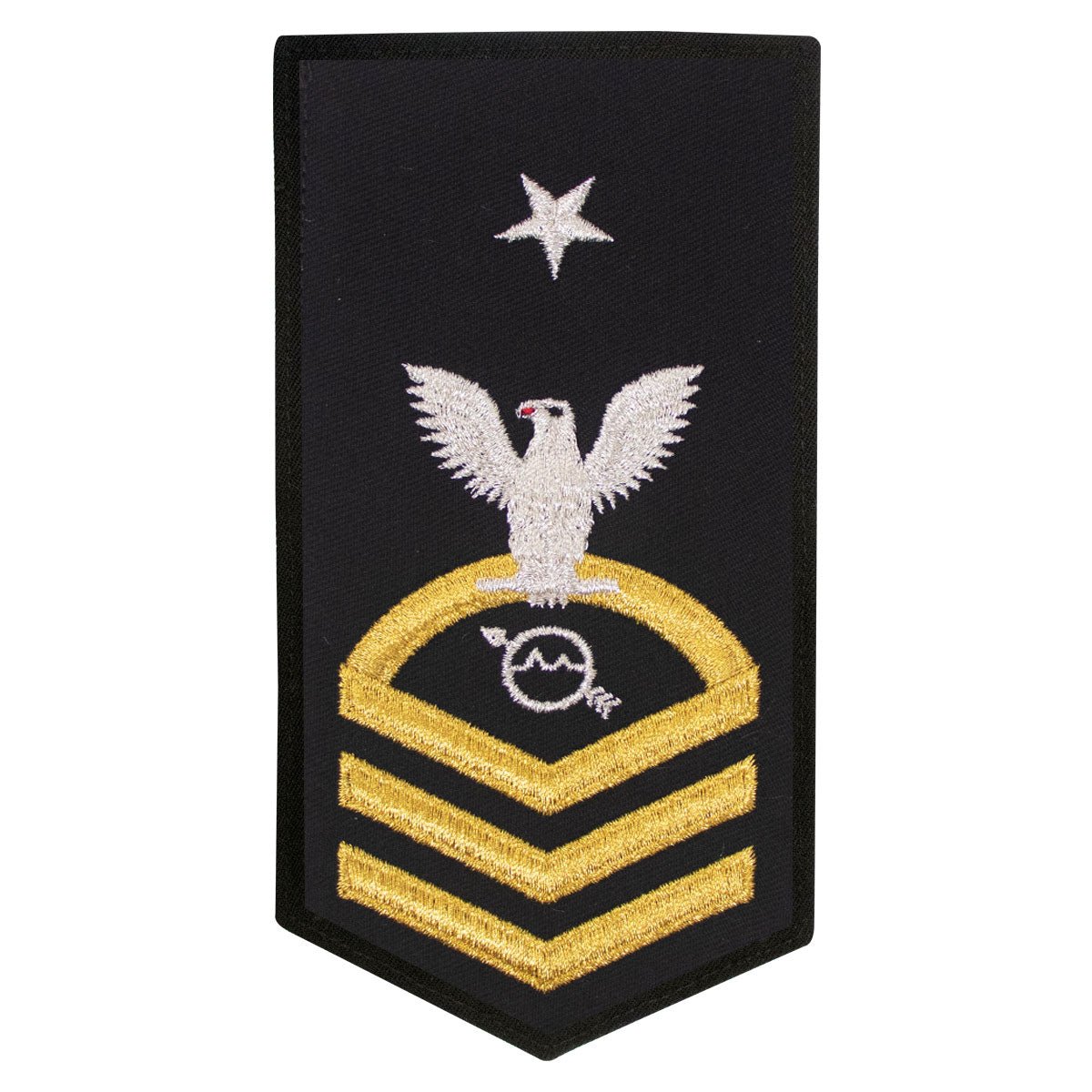 Navy E8 FEMALE Rating Badge: OS Operations Specialist - seaworthy gold on blue - Hooyah Woodworks LLC