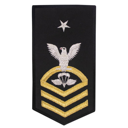 Navy E8 FEMALE Rating Badge: PR Aircrew Survival Equipmentman - seaworthy gold on blue - Hooyah Woodworks LLC