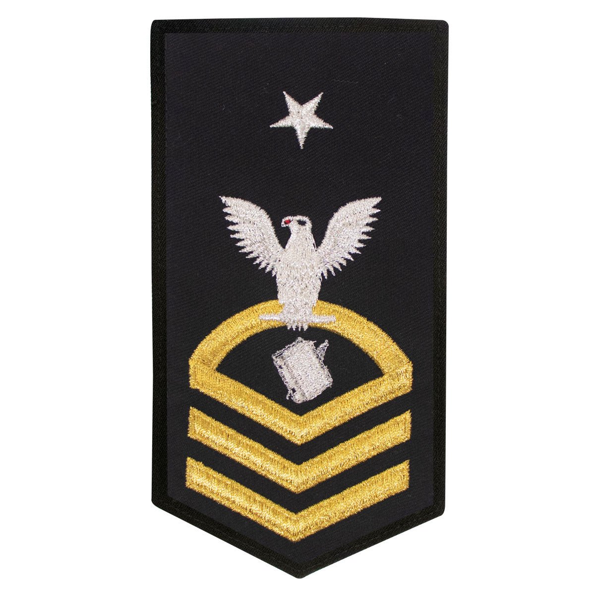 Navy E8 FEMALE Rating Badge: PS Personnelman- seaworthy gold on blue - Hooyah Woodworks LLC