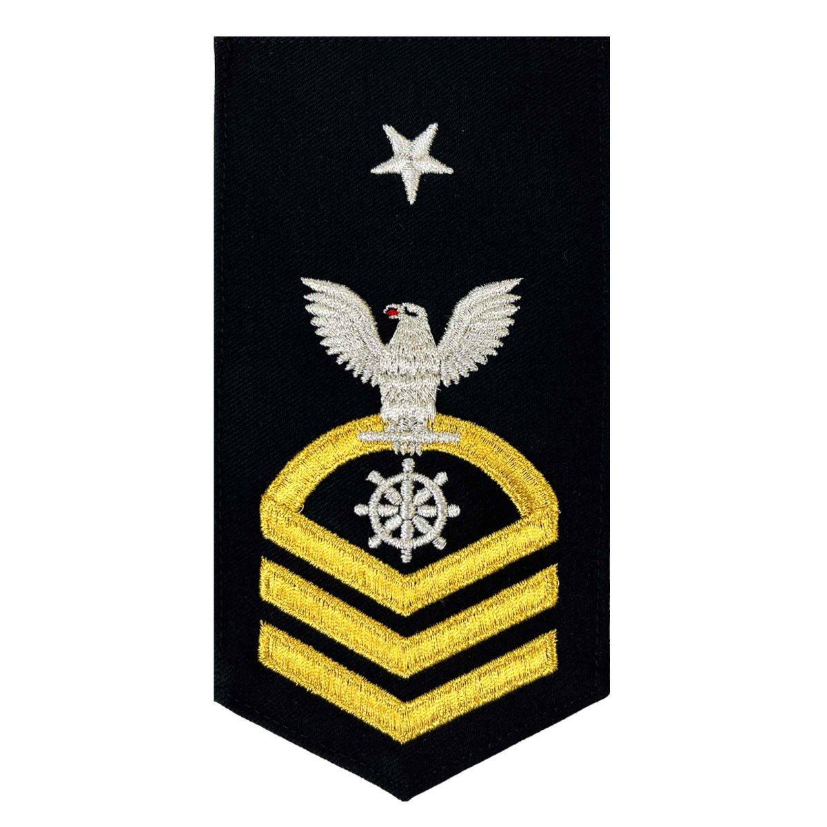 Navy E8 FEMALE Rating Badge: QM Quartermaster - seaworthy gold on blue - Hooyah Woodworks LLC