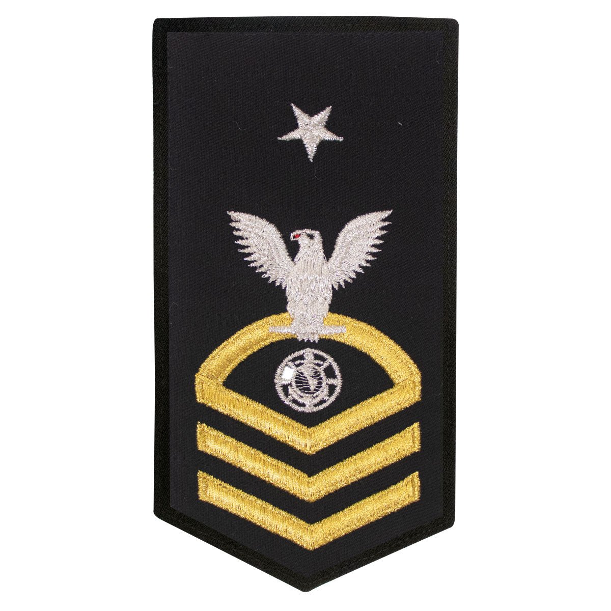 Navy E8 FEMALE Rating Badge: RP Religious Programs Specialist - seaworthy gold on blue - Hooyah Woodworks LLC