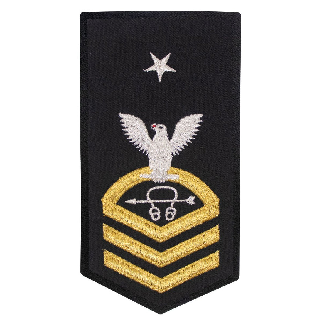 Navy E8 FEMALE Rating Badge: ST Sonarman - seaworthy gold on blue - Hooyah Woodworks LLC