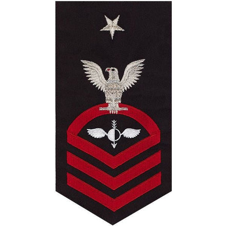 Navy E8 MALE Rating Badge: Aerographer's Mate - seaworthy red on blue - Hooyah Woodworks LLC