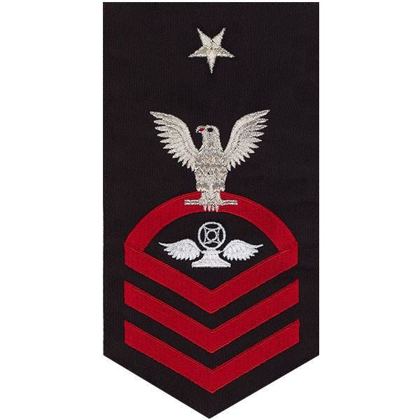 Navy E8 MALE Rating Badge: Air Traffic Control - seaworthy red on blue - Hooyah Woodworks LLC