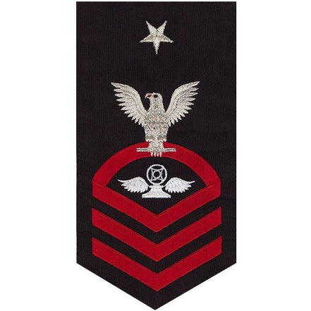 Navy E8 MALE Rating Badge: Air Traffic Control - seaworthy red on blue - Hooyah Woodworks LLC