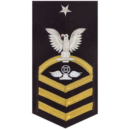 Navy E8 MALE Rating Badge: Air Traffic Control - vanchief on blue - Hooyah Woodworks LLC