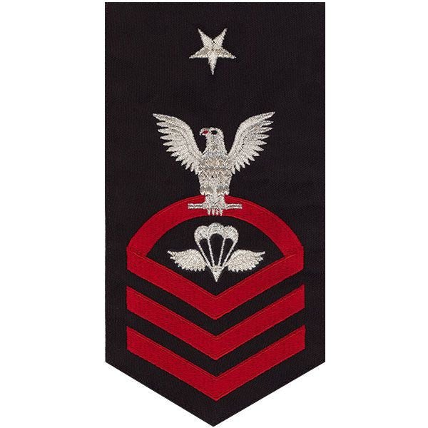 Navy E8 MALE Rating Badge: Aircrew Survival Equipmentman - seaworthy red on blue - Hooyah Woodworks LLC