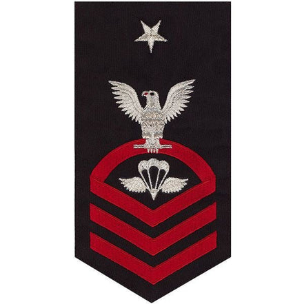 Navy E8 MALE Rating Badge: Aircrew Survival Equipmentman - seaworthy red on blue - Hooyah Woodworks LLC