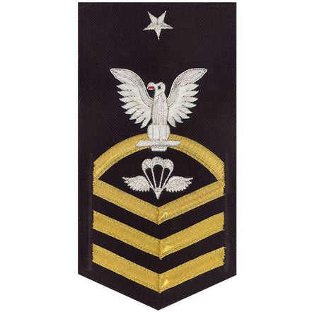 Navy E8 MALE Rating Badge: Aircrew Survival Equipmentman - vanchief on blue - Hooyah Woodworks LLC