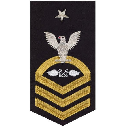 Navy E8 MALE Rating Badge: Aviation Boatswain's Mate - seaworthy gold on blue - Hooyah Woodworks LLC