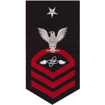 Navy E8 MALE Rating Badge: Aviation Electronics Technician - seaworthy red on blue - Hooyah Woodworks LLC