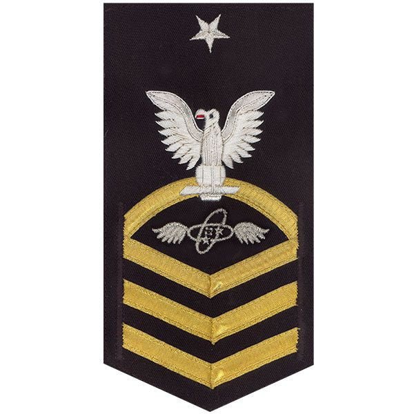 Navy E8 MALE Rating Badge: Aviation Electronics Technician - vanchief on blue - Hooyah Woodworks LLC