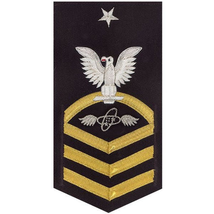 Navy E8 MALE Rating Badge: Aviation Electronics Technician - vanchief on blue - Hooyah Woodworks LLC