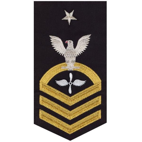 Navy E8 MALE Rating Badge: Aviation Machinist's Mate - seaworthy gold on blue - Hooyah Woodworks LLC