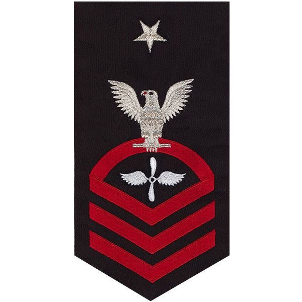 Navy E8 MALE Rating Badge: Aviation Machinist's Mate - seaworthy red on blue - Hooyah Woodworks LLC