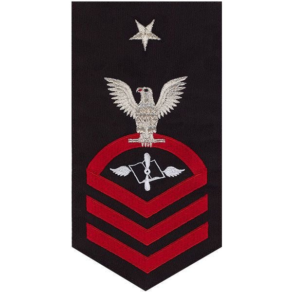 Navy E8 MALE Rating Badge: Aviation Maintenance Administration - seaworthy red on blue - Hooyah Woodworks LLC