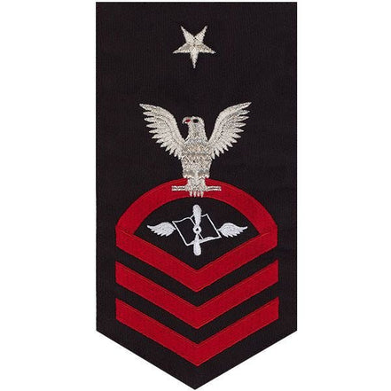 Navy E8 MALE Rating Badge: Aviation Maintenance Administration - seaworthy red on blue - Hooyah Woodworks LLC