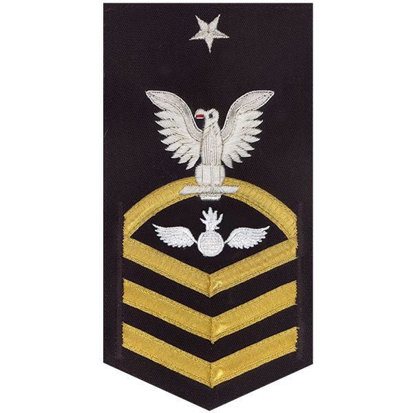 Navy E8 MALE Rating Badge: Aviation Ordnanceman - vanchief on blue - Hooyah Woodworks LLC