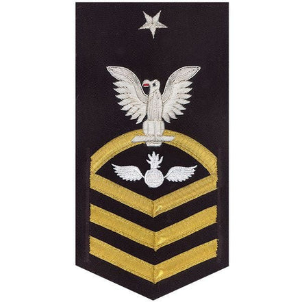Navy E8 MALE Rating Badge: Aviation Ordnanceman - vanchief on blue - Hooyah Woodworks LLC