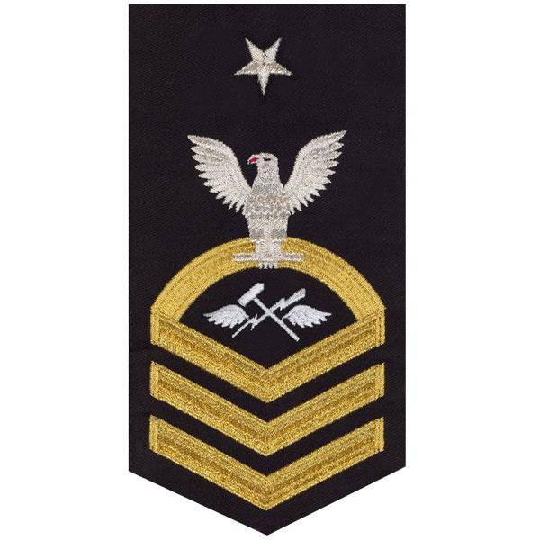 Navy E8 MALE Rating Badge: Aviation Support Equipment Technician - seaworthy gold on blue - Hooyah Woodworks LLC