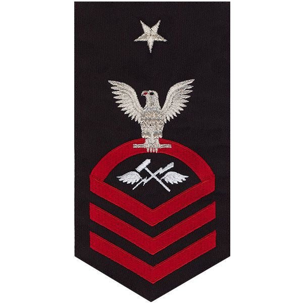 Navy E8 MALE Rating Badge: Aviation Support Equipment Technician - seaworthy red on blue - Hooyah Woodworks LLC