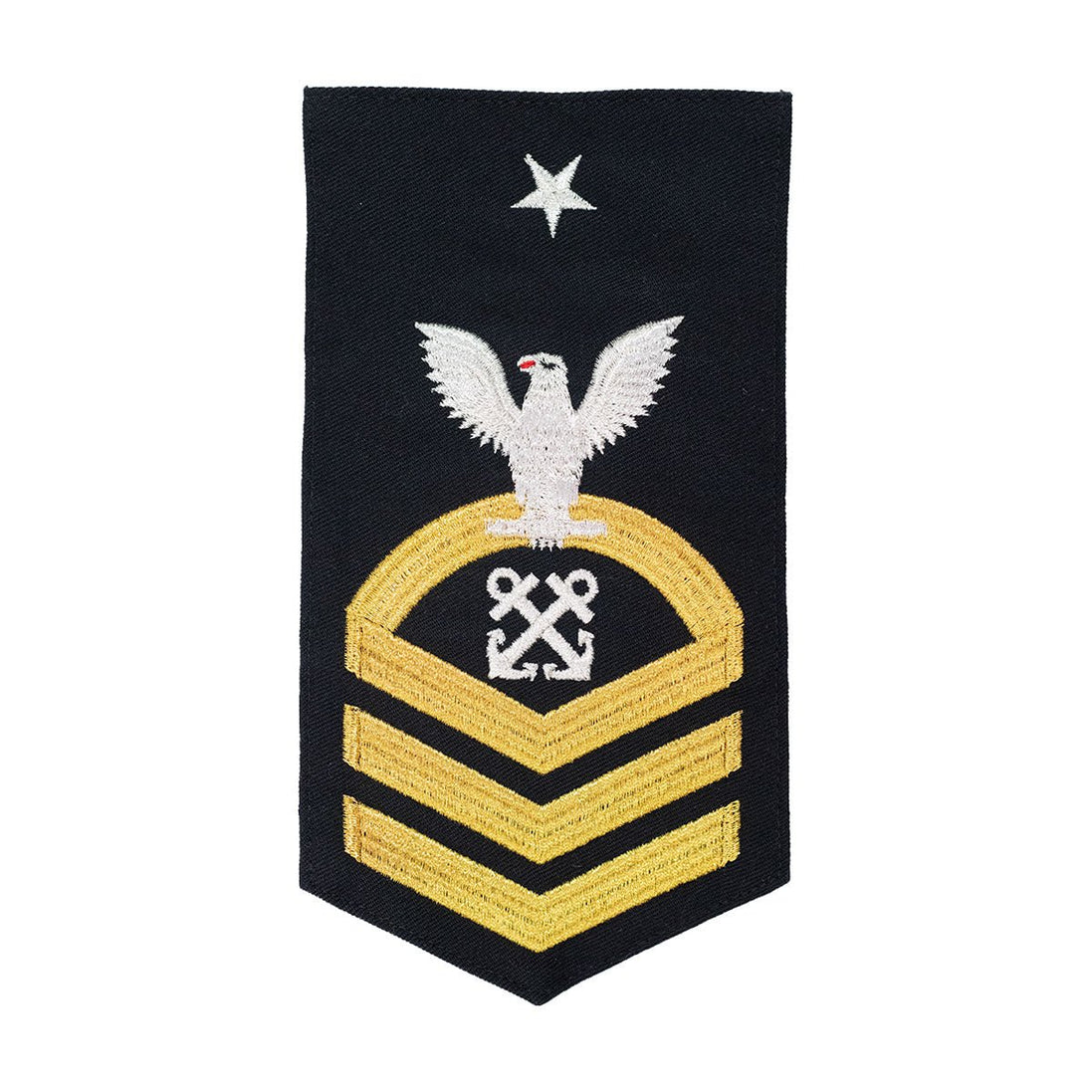 Navy E8 MALE Rating Badge: Boatswains Mate - seaworthy gold on blue - Hooyah Woodworks LLC