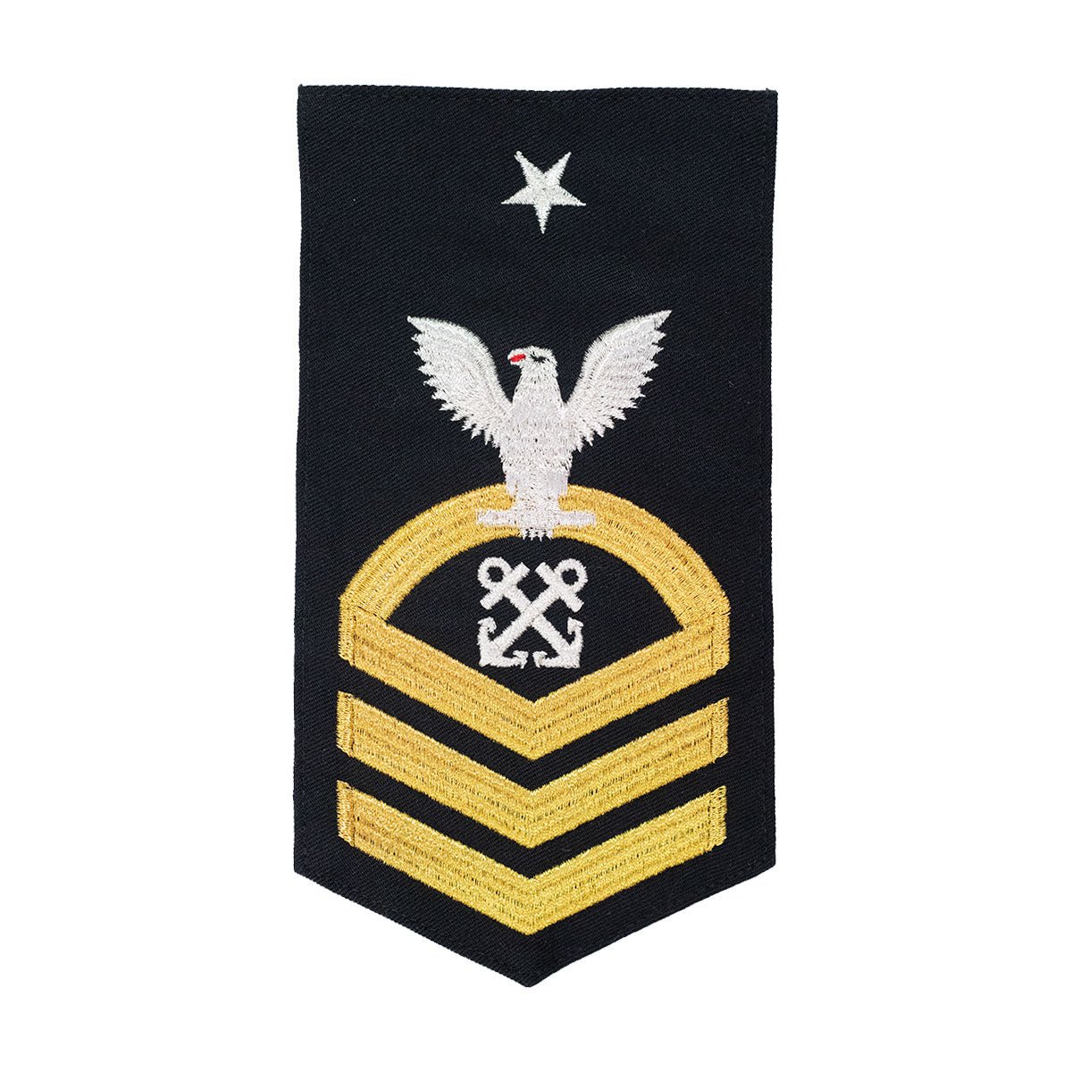 Navy E8 MALE Rating Badge: Boatswains Mate - seaworthy gold on blue - Hooyah Woodworks LLC
