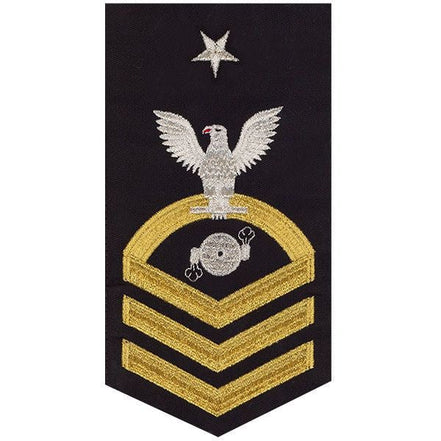 Navy E8 MALE Rating Badge: Boiler Technician - seaworthy gold on blue - Hooyah Woodworks LLC