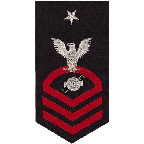 Navy E8 MALE Rating Badge: Boiler Technician - seaworthy red on blue - Hooyah Woodworks LLC