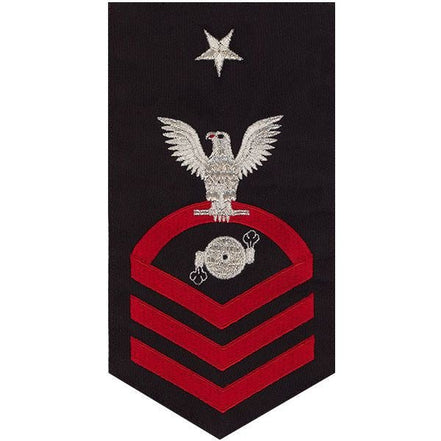 Navy E8 MALE Rating Badge: Boiler Technician - seaworthy red on blue - Hooyah Woodworks LLC