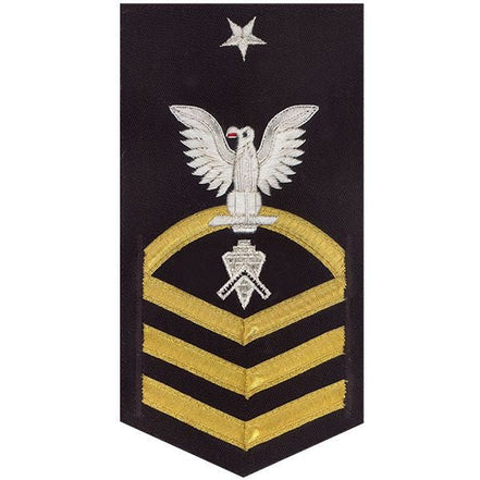 Navy E8 MALE Rating Badge: Builder - vanchief on blue - Hooyah Woodworks LLC