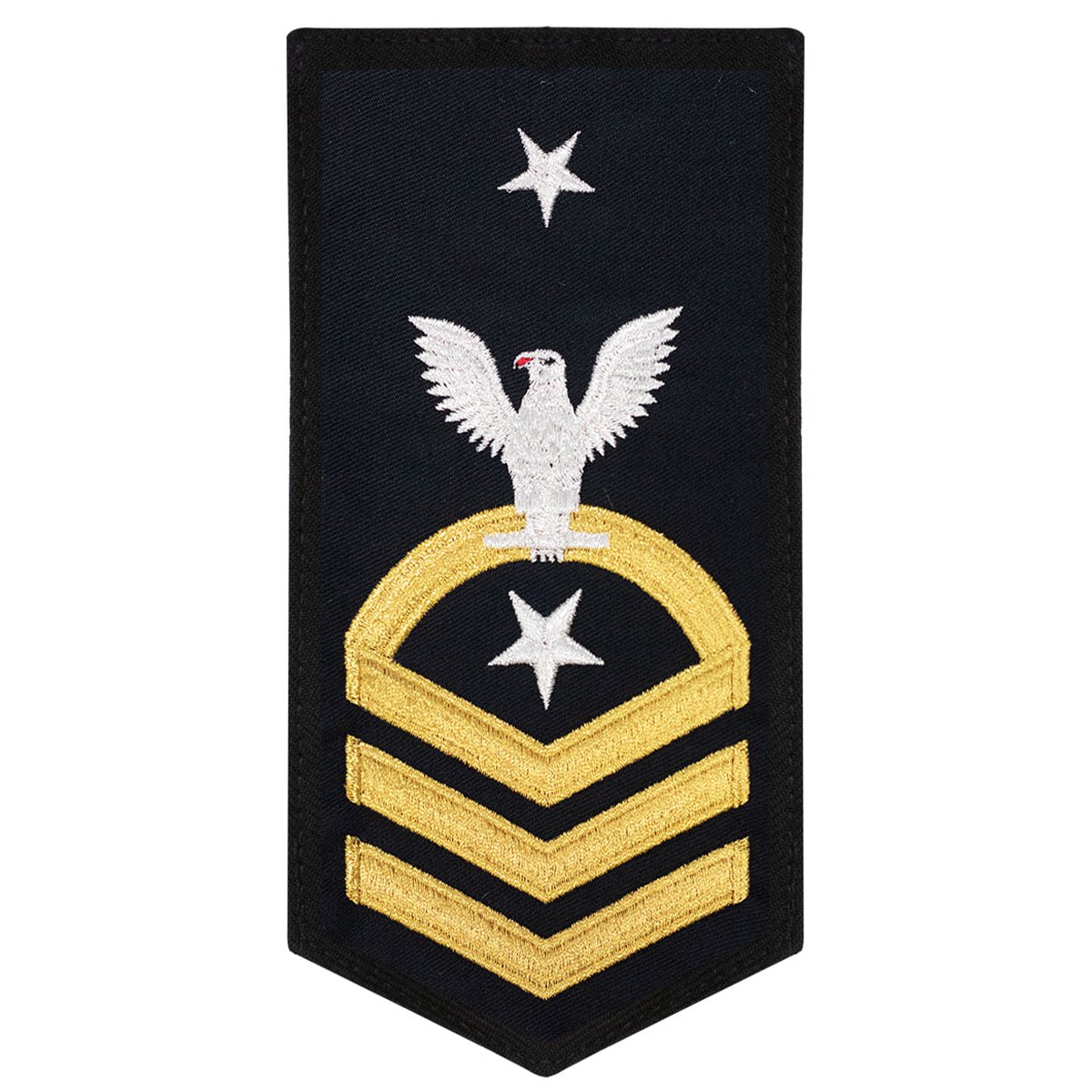 Navy E8 MALE Rating Badge: Command Senior Chief - seaworthy gold on blue - Hooyah Woodworks LLC