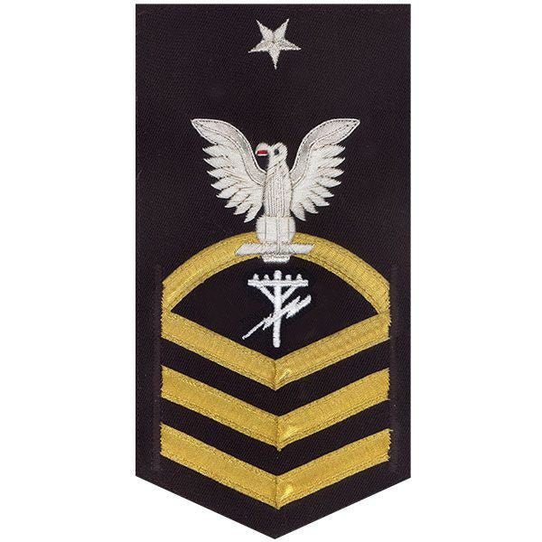 Navy E8 MALE Rating Badge: Construction Electrician - vanchief on blue - Hooyah Woodworks LLC