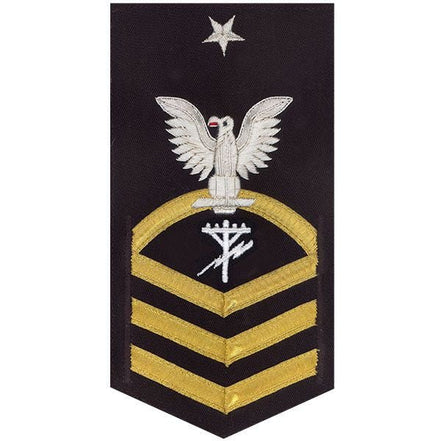 Navy E8 MALE Rating Badge: Construction Electrician - vanchief on blue - Hooyah Woodworks LLC