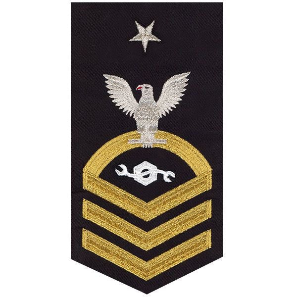 Navy E8 MALE Rating Badge: Construction Mechanic - seaworthy gold on blue - Hooyah Woodworks LLC