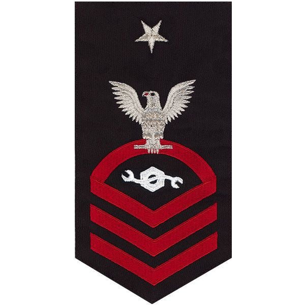 Navy E8 MALE Rating Badge: Construction Mechanic - seaworthy red on blue - Hooyah Woodworks LLC