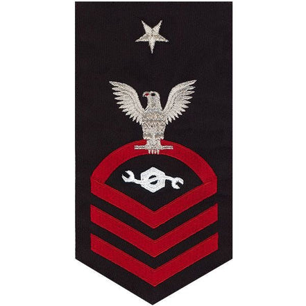 Navy E8 MALE Rating Badge: Construction Mechanic - seaworthy red on blue - Hooyah Woodworks LLC