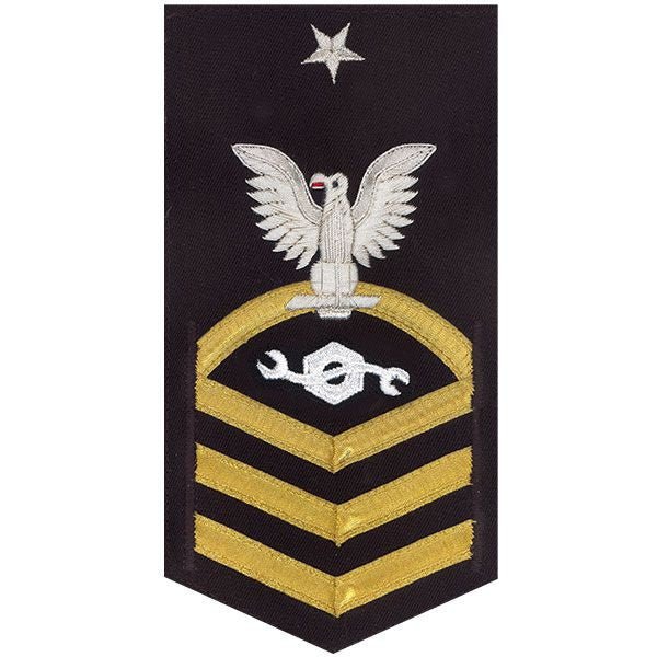 Navy E8 MALE Rating Badge: Construction Mechanic - vanchief on blue - Hooyah Woodworks LLC