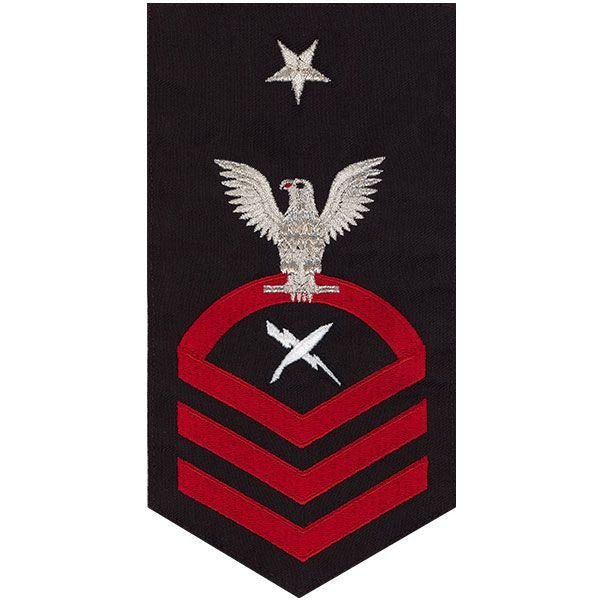 Navy E8 MALE Rating Badge: Cryptologic Technician - seaworthy red on blue - Hooyah Woodworks LLC